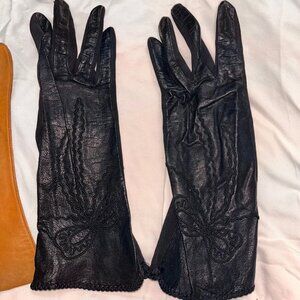 1940s-1950s Moss Black Leather Gloves
